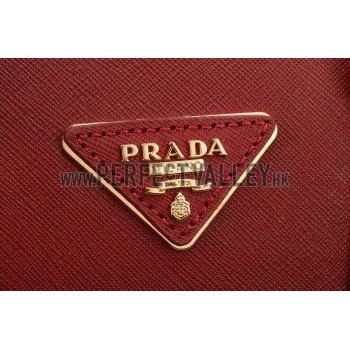 Prada Saffiano Promenade Black and Dark Red Tote Replica