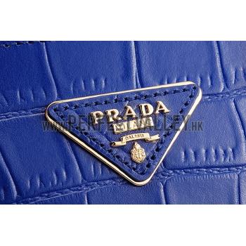 Prada Saffiano Crocodile Leather Black And Blue Bag