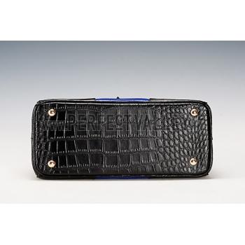 Prada Saffiano Crocodile Leather Black And Blue Bag