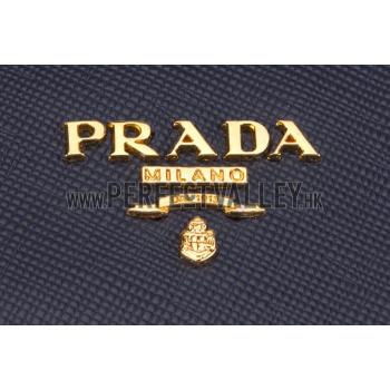 Prada Continental Leather Key Holder Dark Blue