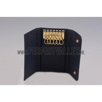 Prada Continental Leather Key Holder Dark Blue