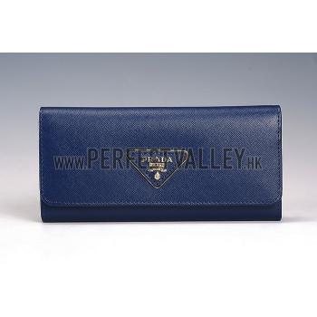 Prada Tessuto Saffiano Dark Blue Wallet