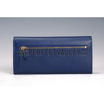 Prada Tessuto Saffiano Dark Blue Wallet