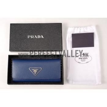 Prada Tessuto Saffiano Dark Blue Wallet