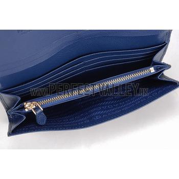 Prada Tessuto Saffiano Dark Blue Wallet