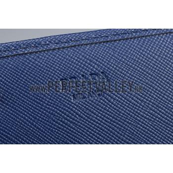 Prada Tessuto Saffiano Dark Blue Wallet