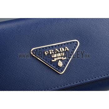 Prada Tessuto Saffiano Dark Blue Wallet