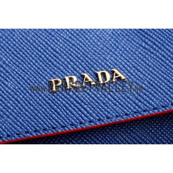 Prada Saffiano Double Tote Blue