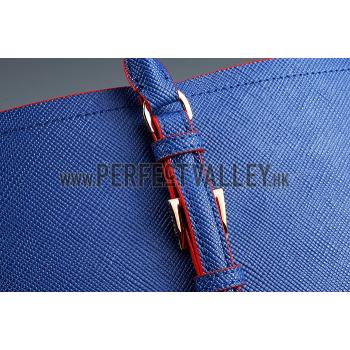 Prada Saffiano Double Tote Blue