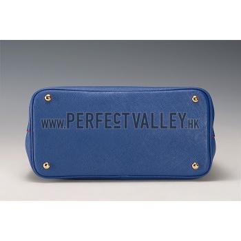 Prada Saffiano Double Tote Blue