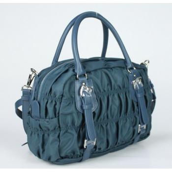 Prada  BL0397 2way Lambskin Blue Handbag