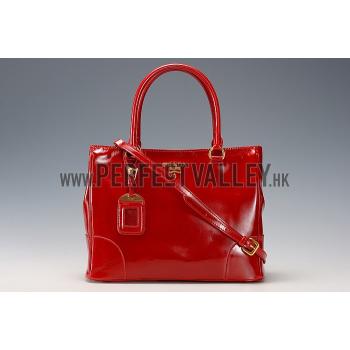 Prada  Patent Leather Satchel Red