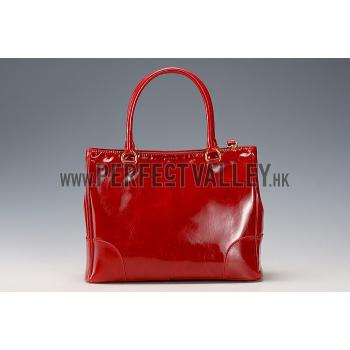 Prada  Patent Leather Satchel Red