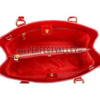 Prada  Patent Leather Satchel Red