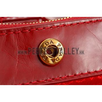 Prada  Patent Leather Satchel Red