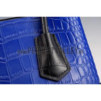 Prada Saffiano Crocodile Leather Black And Blue Small Bag Replica