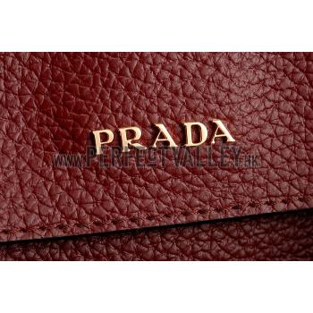 Prada Double Tote Dark Red