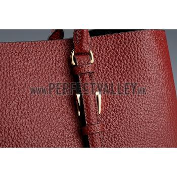 Prada Double Tote Dark Red