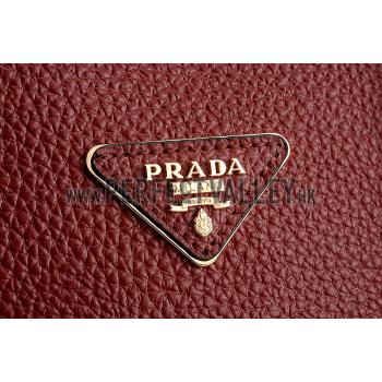 Prada Double Tote Dark Red