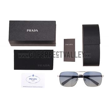 Prada Square Linea Rossa Logo Silver Frame Sunglasses 308221