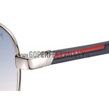 Prada Square Linea Rossa Logo Silver Frame Sunglasses 308221