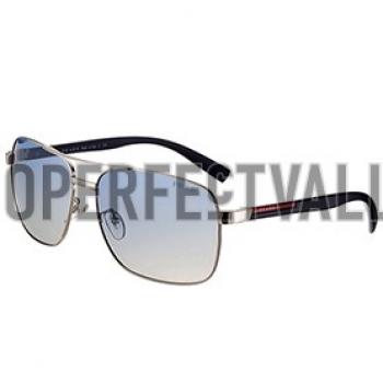 Prada Square Linea Rossa Logo Silver Frame Sunglasses 308221