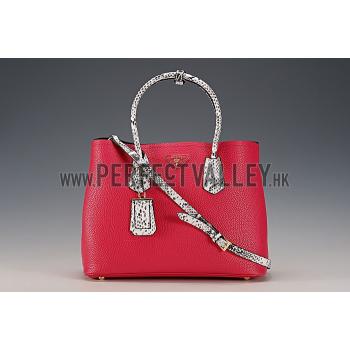 Prada Double Tote Fuchsia With Python Handles