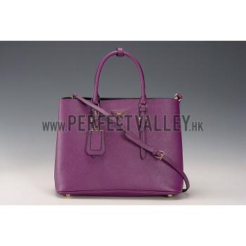 Prada Saffiano Double Tote Purple HM11557