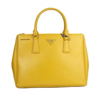 Cheap Prada  1801 Totes Cow Leather Yellow Handbag