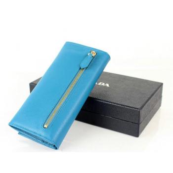 Prada  1M201A Wallet Cow Leather Blue