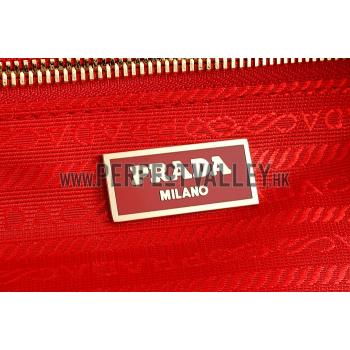 Prada Front Pocket Red - Blue & Python Handles Tote 18926816