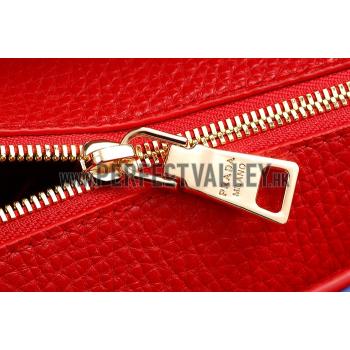 Prada Front Pocket Red - Blue & Python Handles Tote 18926816