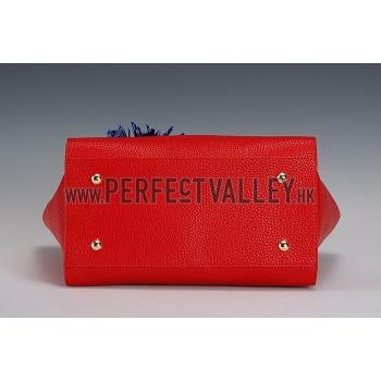 Prada Front Pocket Red - Blue & Python Handles Tote 18926816