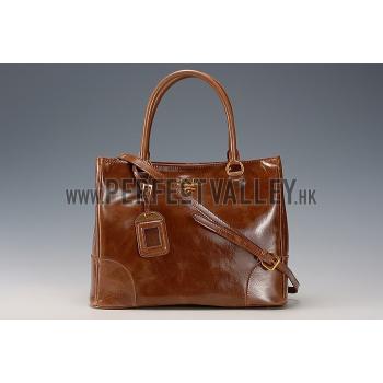 Prada  Patent Leather Satchel Brown