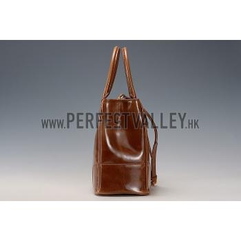 Prada  Patent Leather Satchel Brown