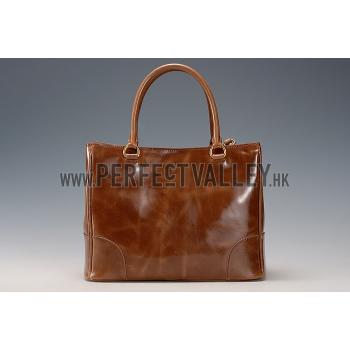 Prada  Patent Leather Satchel Brown