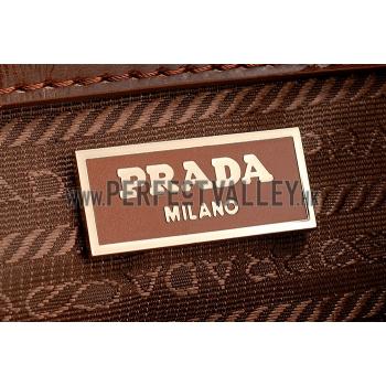 Prada  Patent Leather Satchel Brown