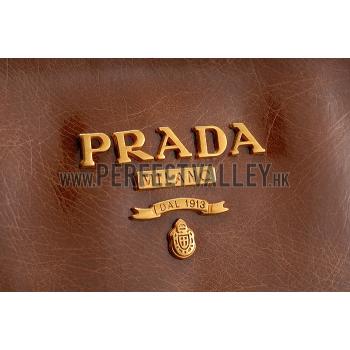 Prada  Patent Leather Satchel Brown