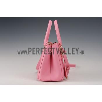 Prada Saffiano Mini Double Zip Tote Dark Pink