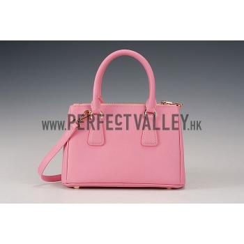 Prada Saffiano Mini Double Zip Tote Dark Pink