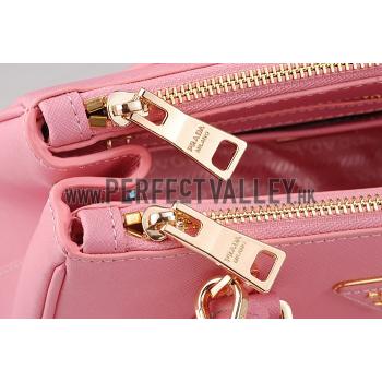 Prada Saffiano Mini Double Zip Tote Dark Pink