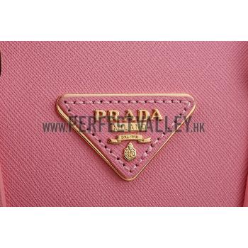 Prada Saffiano Mini Double Zip Tote Dark Pink