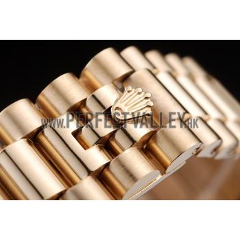 Rolex Day-Date 18k Yellow Gold Plated Stainless Steel White Dial Replica