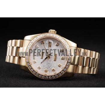 Rolex Day-Date 18k Yellow Gold Plated Stainless Steel White Dial Replica