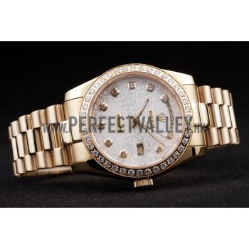 Rolex Day-Date 18k Yellow Gold Plated Stainless Steel White Dial Replica