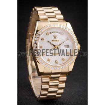 Rolex Day-Date 18k Yellow Gold Plated Stainless Steel White Dial Replica