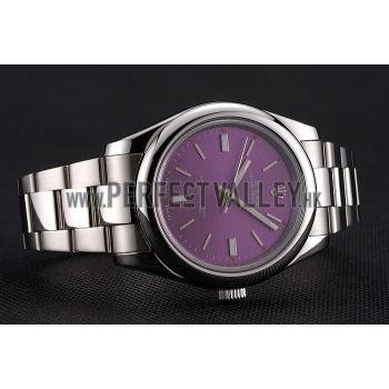 Rolex Oyster Perpetual Red Grape Dial Stainless Steel Case And Bracelet