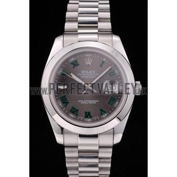 Rolex DateJust Grey Dial Stainless Steel Strap 41982 Replica