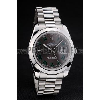 Rolex DateJust Grey Dial Stainless Steel Strap 41982 Replica