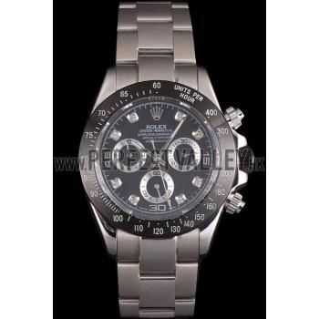 Rolex Daytona Stainless Steel Black Enameled Black Dial